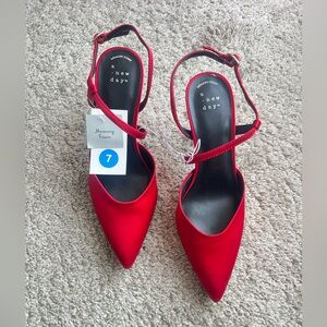 A New Day Women's Bold Red Pointed Heels. Size 7